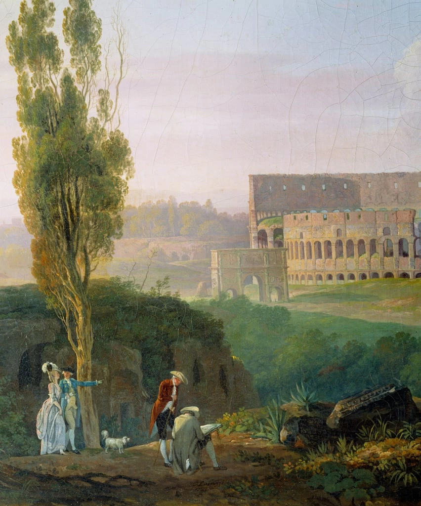 Paesaggio con figure e disegnatore davanti al Colosseo - State Museum Tsarkoye Selo, St. Petersburg